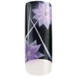  Cala Airbrushed Nail Tips Set Black & Purple Flowers 87756 