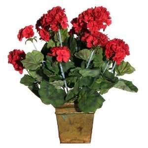    21 Artificial Red Geranium Silk Flower Arrangement