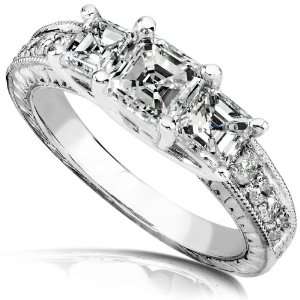 Carat TW Certified Asscher Diamond Three Stone Engagement Ring 