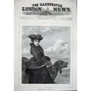   1879 Storey Fine Art Whip Hand Lady Woman Dog Hunting