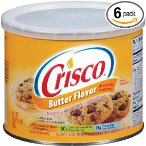 Crisco Butter Flavor All Vegetable Shortening, 16 Ounce (Pack of 6 