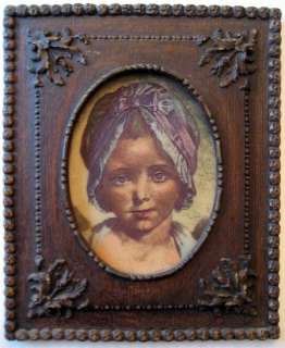 VINTAGE ARTINI ENGRAVING OIL PAINTING GIRL CHILD FACE  