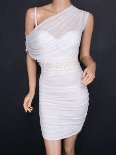 Beautiful Padded Beads Ruched Party Evening Prom Pencil Dress  