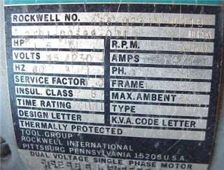 ROCKWELL DELTA ~ Model 12 RAS ~ Single Phase Radial Arm Saw No. 3 791 