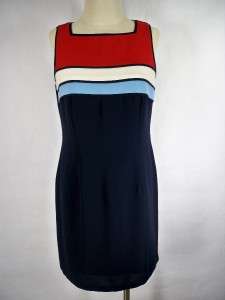 CDC Petites Red~White~Blue Sleeves Striped Dress Sz 12  