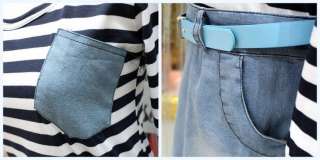 Japan new style fashion Denim stripe stitching girl dress+belt  