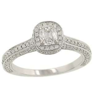    3 Sided Halo Style Cushion Cut Diamond Eng Ring 1.11ct Jewelry