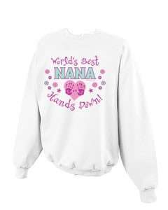 Worlds Best NANA Hands Down Heart Grandma Crewneck Sweatshirt S  5x 