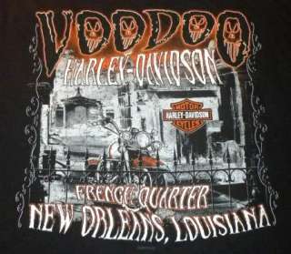 HARLEY DAVIDSON T Shirt NEW ORLEANS Vtg VooDoo SKULL BLACK Motorcycle 