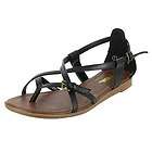   Flat Sandals Black Color Ankle Strap Thongs Cute Summer Shoes HAZIE H