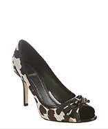 Christian Dior leopard print canvas and patent peep toe pumps style 