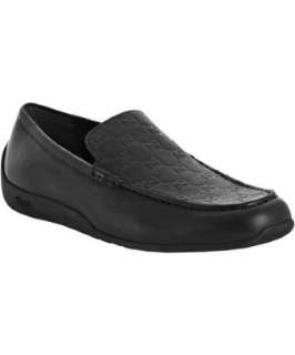 Gucci black guccissima leather slip on loafers  