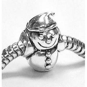  Gift Sterling Silver Christmas Hurray Happy SNOWMAN Bead for Pandora 