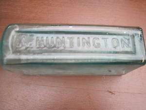 deep aqua,bottle A. Huntington,portland Me rare  