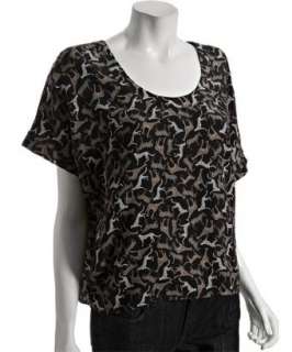 Joie black animal print silk Jan slouched t shirt   up to 70 
