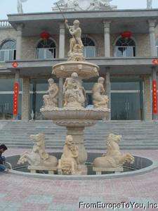 THE BEST HAND CARVED MARBLE HORSE AND FIGURES FOUNTAIN  