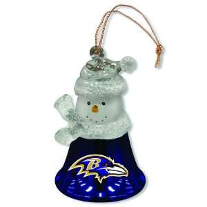 Pack of 3 NFL Baltimore Ravens Snowman Bell Christmas Ornaments 2.5 