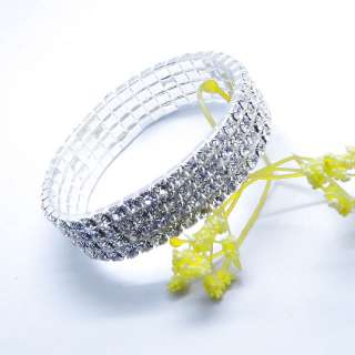   Row Rhinestone Crystal Elastic Stretch Jewelry Ring FREE SHIP  