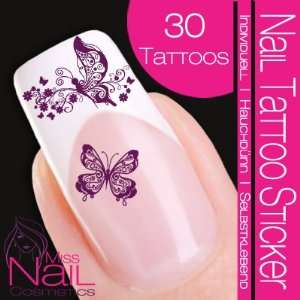  Nail Tattoo Sticker Butterfly / Floral   berry Beauty