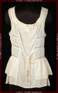   Cotton Embroidered Embellished Lace Corset Tank Top Medium M 6  
