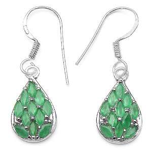    2.00 Carat Genuine Emerald Sterling Silver Earrings Jewelry