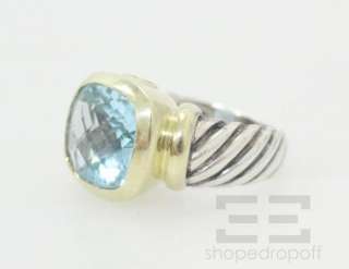   Sterling Silver & 14K Gold Blue Topaz Noblesse Ring Size 6  