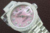   ROLEX GOLD/SS DATEJUST MOTHER OF PEARL DIAMOND WATCH w/ PRESIDENT BAND