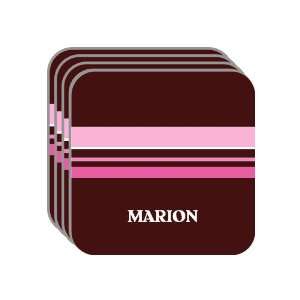 Personal Name Gift   MARION Set of 4 Mini Mousepad Coasters (pink 