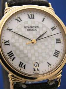 Mans Raymond Weil Geneve Gold Watch W/Roman Dial (54652)  