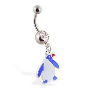  Blue and White Penguin Belly Button Navel Ring Dangle with 