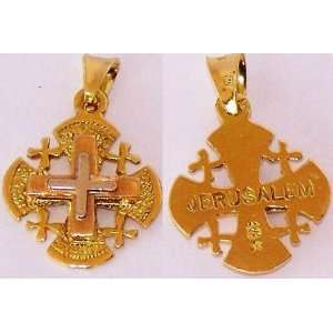   18k Gold Jerusalem Cross Mens Style 1 inch or 2.5 cm 