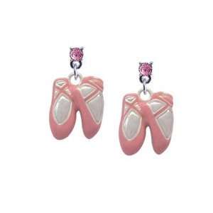  Large Pink Ballet Slippers Light Pink Swarovski Post Charm 