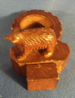Antique Black Forest Wood Carved Bear Brienz Ashtray  