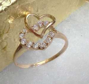 18Kt Gold gf STUNING CRYSTAL CLEAR Cz STONE HEART RING SIZE 8.5  