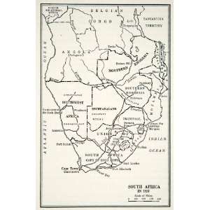  Vintage Map 1920 South Africa Territories Rule Rhodesia Angola 