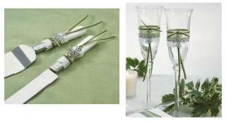 Wedding Personalized Bride&Groom Toasting Flutes & Cake Knife,Server 