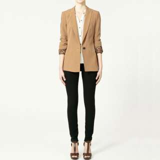 FASHION ON MOON FANCYQUBE CLASSIC ONE BUTTON ROLLED SLEEVE BLAZER 