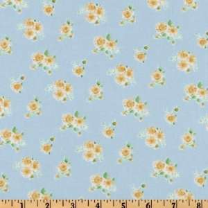  44 Wide Rambling Rose Small Bouquets Blue Fabric By The 