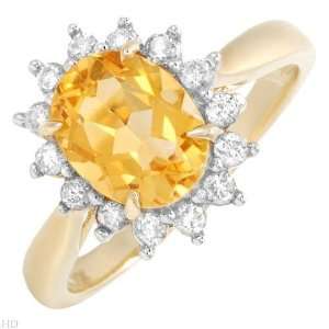   Stones   Genuine Diamonds And Citrine Made Of Yellow Gold Size 7 FPJ