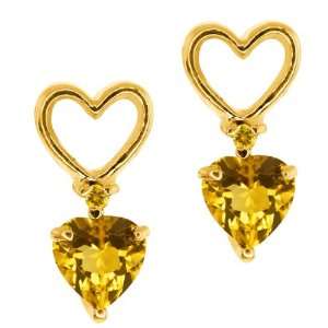  0.46 Ct Heart Shape Citrine Gold Plated Argentium Silver 