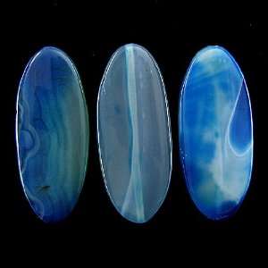  60mm blue Brazilian agate flat oval pendant bead