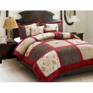 Chezmoi Collection 7 Pieces Maroon, Beige, and Brown Patchwork with 