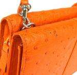 Authentic Genuine Orange Ostrich Leather Mini 2Way Cross Body Bag 