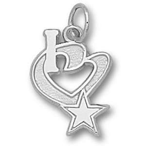  Dallas Cowboys NFL I Heart Star 1/2 Pendant (Silver 