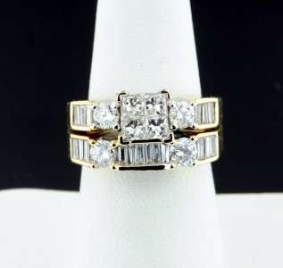   PRINCESS DIAMOND ENGAGEMENT & WEDDING RINGS 2.08 CARAT TOTAL  