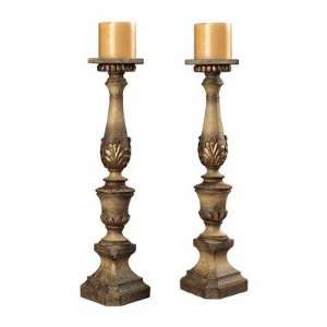   Carved Candle Holders In Stne / Gold Candle Holder