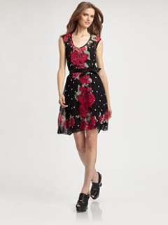 Nanette Lepore   Tea Rose Printed Silk Dress