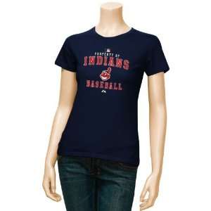  Majestic Cleveland Indians Ladies Navy Blue Property Of T 