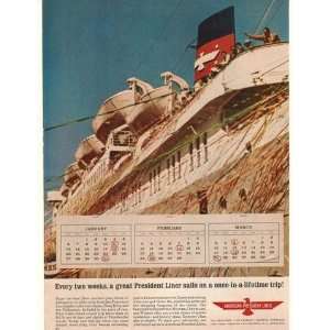  1962 American President Lines Sails Every 2 Weeks Print Ad 