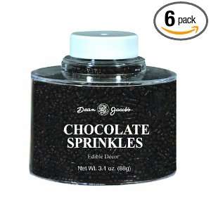 Dean Jacobs Chocolate Sprinkles Stacking Jar, 3.0 Ounce (Pack of 6)